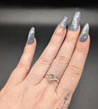 High quality 0.925 sterling silver hyalite opal sized ring- size 8