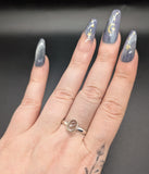 High quality 0.925 sterling silver hyalite opal sized ring- size 10