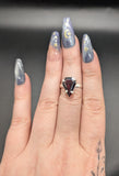 High quality 0.925 sterling silver garnet sized ring- size 6