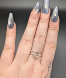 High quality 0.925 sterling silver hyalite opal sized ring- size 8