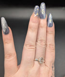 High quality 0.925 sterling silver hyalite opal sized ring- size 10