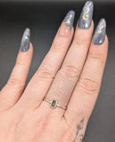 High quality 0.925 sterling silver moldavite sized ring- size 8