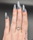 High quality 0.925 sterling silver faceted hyalite opal sized ring- size 7