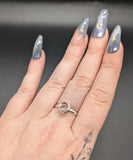 High quality 0.925 sterling silver hyalite opal sized ring- size 8