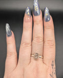 High quality 0.925 sterling silver hyalite opal sized ring- size 9