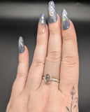 High quality 0.925 sterling silver hyalite opal sized ring- size 9