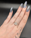 High quality 0.925 sterling silver faceted hyalite opal sized ring- size 8