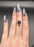 High quality 0.925 sterling silver garnet sized ring- size 6