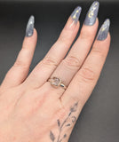 High quality 0.925 sterling silver hyalite opal sized ring- size 6