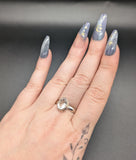 High quality 0.925 sterling silver faceted hyalite opal sized ring- size 9