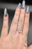 High quality 0.925 sterling silver faceted hyalite opal sized ring- size 8