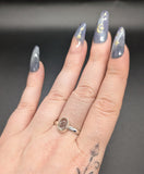 High quality 0.925 sterling silver hyalite opal sized ring- size 10