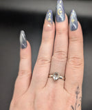 High quality 0.925 sterling silver faceted hyalite opal sized ring- size 7