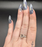 High quality 0.925 sterling silver hyalite opal sized ring- size 8