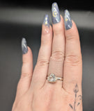 High quality 0.925 sterling silver faceted hyalite opal sized ring- size 8